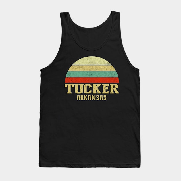 Tucker Arkansas Vintage Retro Sunset Tank Top by Curry G